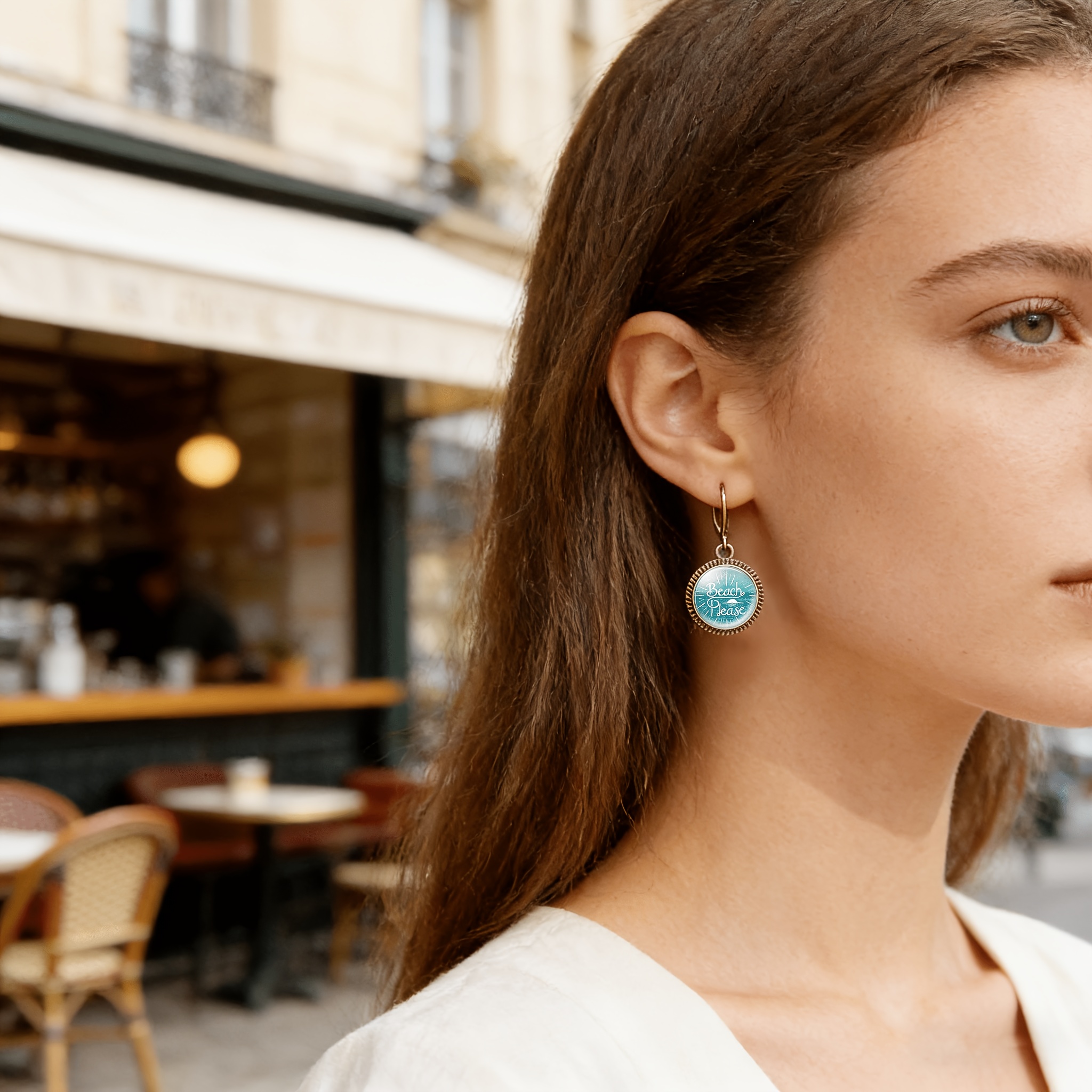 2pc Blue Classic Pendant Earrings Set, Beachplease Design